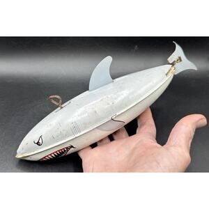 Vintage 1970s J. Chein & Co. Playthings Swimming Shark Wind Up Tin Toy Works!